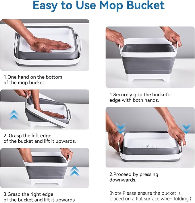 10L Collapsible Wash Basin with Drain Plug (2.6 Gal) – Foldable Portable Sink for Camping, RV, Vegetable Washing – Multi-Use Dish Pan, Ice Beverage Tub, Gray – Pair of Silicone Gloves for Free