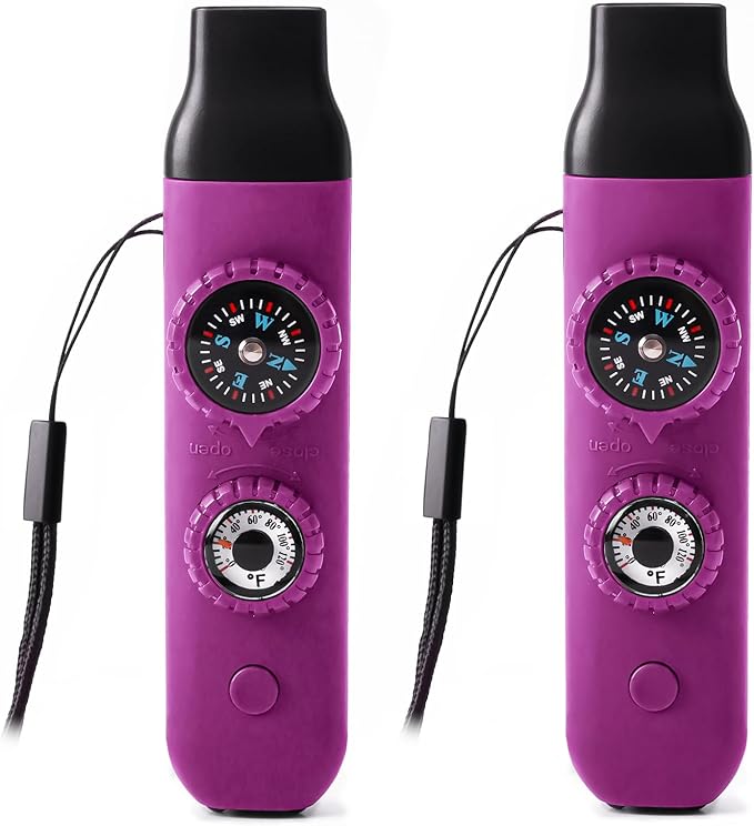 Emergency Survival Safety Whistle，Whistle for Kids with Lanyard,Compass,Thermometer,Ideal for Kayaking, Boating, Hiking, Camping, Climbing