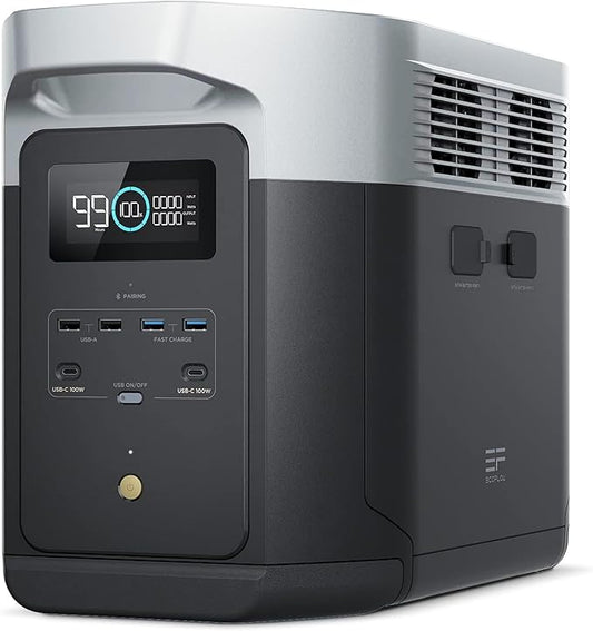 EF ECOFLOW Portable Power Station DELTA 2 Max, 2400W LFP Solar Generator, Full Charge in 1 Hr, 2048Wh Solar Powered Generator for Home Backup(Solar Panel Optional)