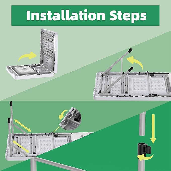 Allpop 50'' Folding Fish Cleaning Table with Foldable Sink, Fold-in-Half Portable Camping Fish Station with Foldable Faucet, Drainage Hose, Sprayer, Storage Box, Grooves & Carry Bag for Picnic, White