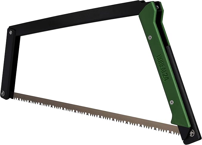 AGAWA - BOREAL24 Tripper Kit - 24 Inch Folding Bow Saw, 24" Rugged Cordura Sheath, Additional 24" Aggressive Blade (Black Frame - Green Handle)