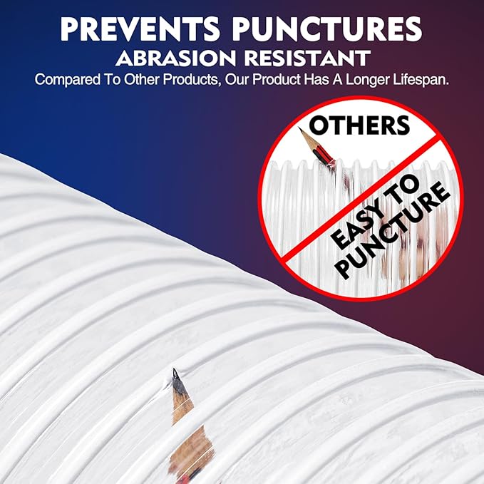 5" x 10' PVC Dust Collection Hose, Puncture-Resistant, Heavy-Duty Flexible Clear Fume Hose with Carbon Steel Wire Coil for Dust Collection Systems, Woodworking, Workshops