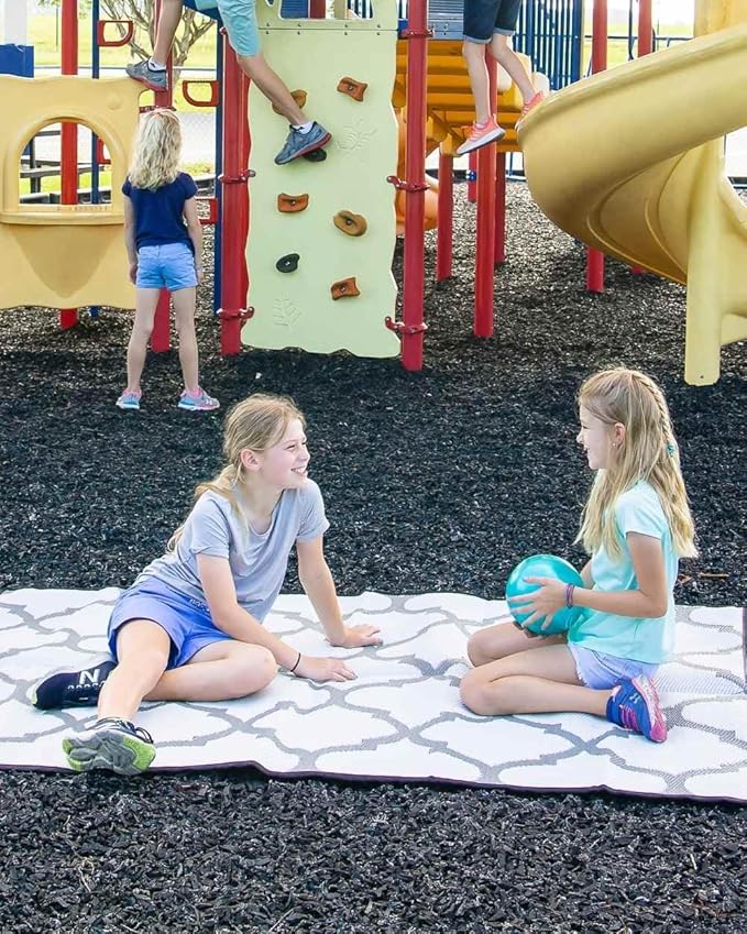 5x7 Gray Lattice Outdoor RV Mat – Extra Thick 5mm Recycled Poly Rug – Heavy-Duty, Waterproof, Reversible – Stylish Luxury Mat for Camping, Patio, Beach (Gray Lattice NO Carry Bag, 5'x7')