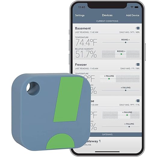 HT1 Smart Temperature Sensor and Humidity Sensor - Bluetooth Thermometer and Hygrometer with App Monitoring - Indoor/Outdoor Temperature and Humidity Monitor for RV, Basement, Fridge & More (2 Pack)