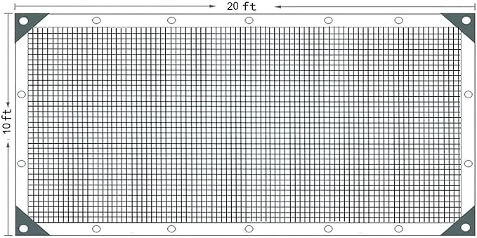 10 x 20 FT Black Shade Cloth with Grommets, 90% Garden Shade Mesh Tarpfor Plants Greenhouse Garage Pools