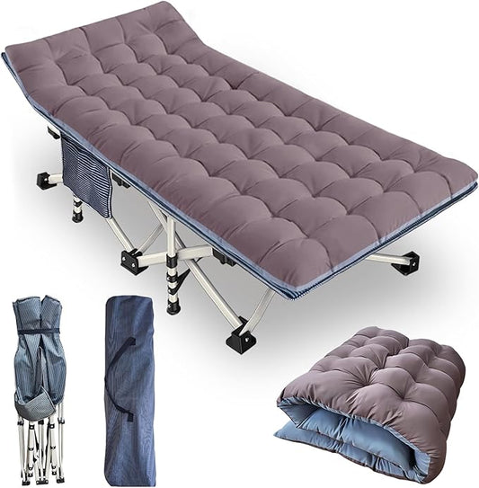 79" L x 32" W x 18" H Camping Cot with Comfortable Mattress for Adults Oversize XXL Cots for Sleeping Camping Bed Folding Cot Heavy Duty with Carry Bag for Home Outdoor Travel