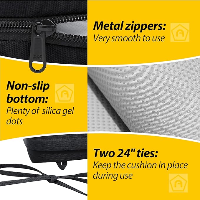 AAAAAcessories Outdoor Seat Cushions for Chairs, Waterproof, Fade-Resistant Patio Furniture Replacement Cushions, 20" x 18" x 3", Set of 2, Black