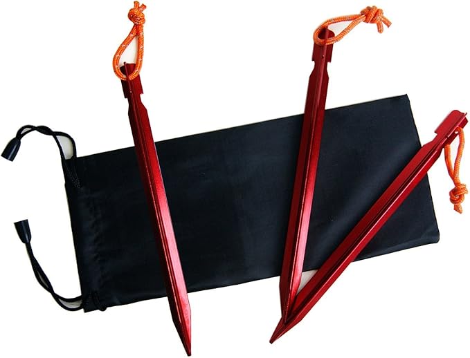 12 Pack Tent Stakes, 7075 Ground Metal Camping Aluminum Tent Pegs, Lightweight Tent Stakes Heavy Duty Spikes Camping Accessories