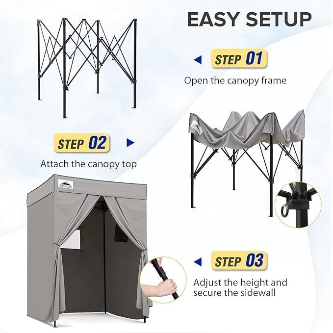 EAGLE PEAK Flex Compact 5x5 Pop-up Canopy Changing Room, Portable Privacy Dressing Room for Indoor Fashion Photoshoots, Camping, or Pool, Gray