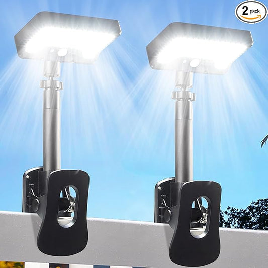 Clip On Solar Lights Outdoor,Motion Sensor Outdoor Lights, 92 LEDs 600LM Solar Fence Lights Outdoor Waterproof LED,Solar Lights for Chain Link Fence,Deck, Gutter,Camping (2)