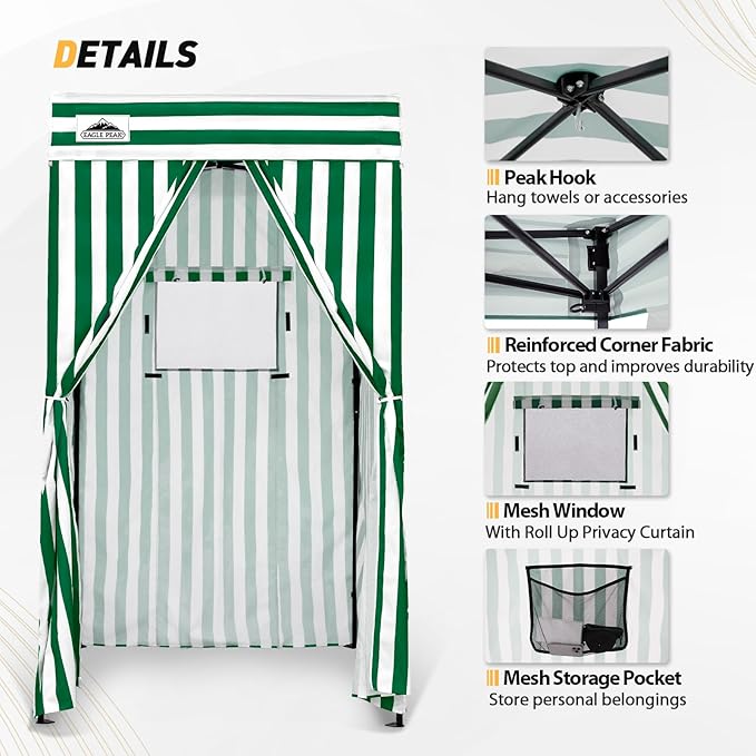 EAGLE PEAK Flex Compact 4x4 Pop-up Canopy Changing Room, Portable Privacy Dressing Room for Indoor Fashion Photoshoots, Camping, or Pool, White/Green