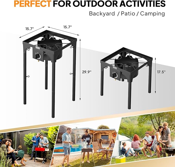 ROVSUN 100,000 BTU Portable Gas Camping Stove, Outdoor Propane Burner with 20psi Regulator, High Pressure Single Cooker Camp Cooking Home Brewing