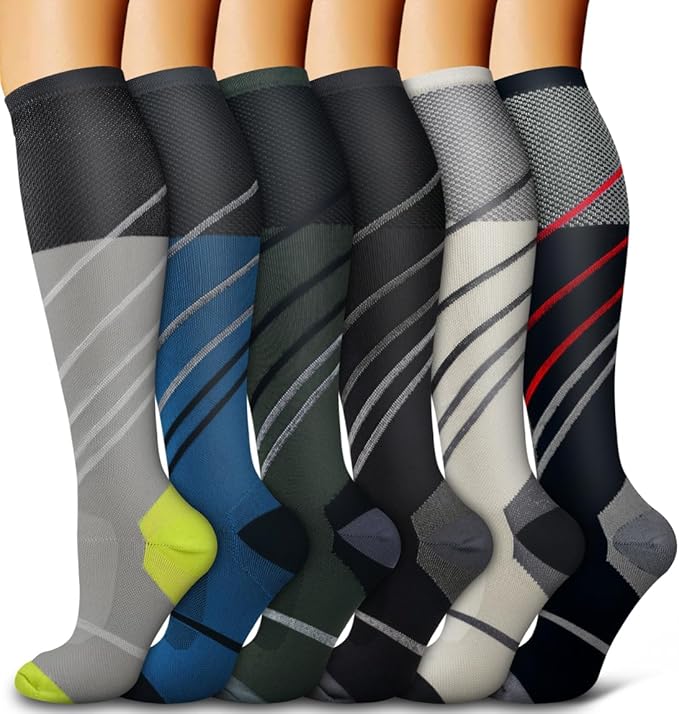 6 Pack Copper Compression Socks for Women and Men Circulation-Best Support for Medical, Running,Nursing,Athletic