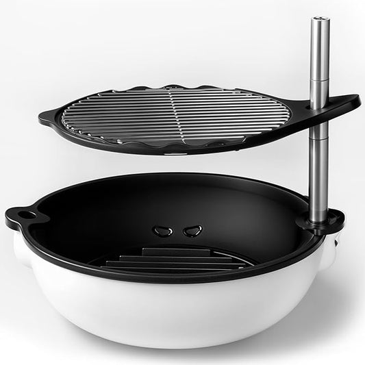 Bola Traveler | Completely Adjustable & Rotatable Tabletop-Safe Charcoal BBQ Grill (White)