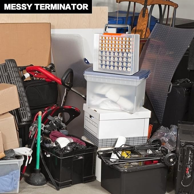 FULLCASE Battery Storage Organizer Holder Holds 72 AA AAA Batteries, Box Cases Garage Container, Home Drawer Organization Dispenser (Case Only) (White)