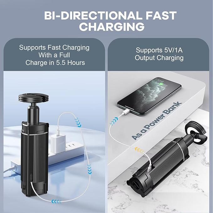 BIAT Telescopic Camping Light 1PCS, Camping Lantern Rechargeable, Led Work Light with Stand Battery Powered 10800mah, Portable Camping Lamp and Flashlight, Camping Lights for Hiking, Camping, Fishing