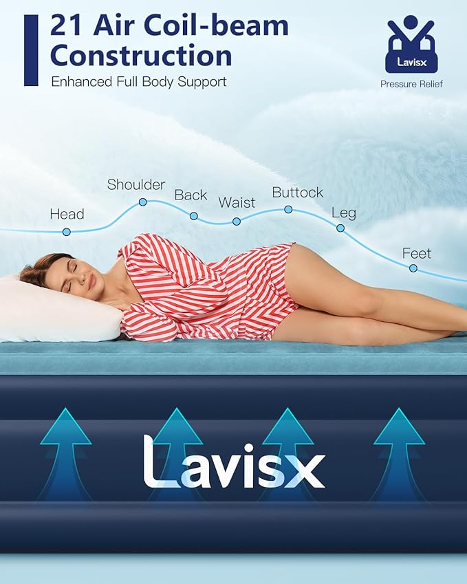 Twin Air Mattress with Built in Pump 18" Blow Up Mattress Raised Air Bed, 3 Mins Quick Self Inflatable with Storage Bag for Guest and Home