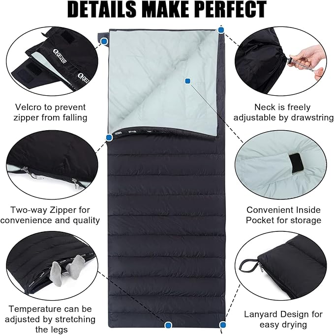 Down Sleeping Bag for Adults, Ultralight Wearable Sleeping Bag for Backpacking, Can Be Used as a Blanket or Mat