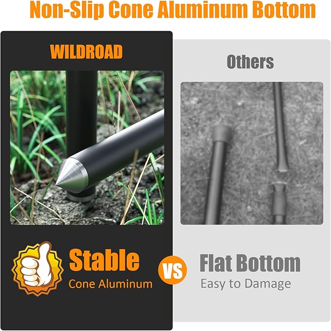 WILDROAD Tarp Poles Tent Poles Canopy Poles 8.37 ft, Telescoping Aluminum Poles with Non-Slip Aluminum Cone Bottom, Portable and Lightweight Camping Gear for Camping and Awnings, Set of 4