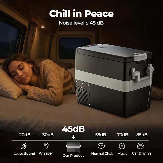 BougeRV 12V Portable Refrigerator Fridge Freezer Portable Car Fridge 53 Quart Electric Cooler12V/24V DC 110~240 V AC for RV Truck Jeep Pickup SUV Van Boat Camping Tailgating Road Trip Outdoor Travel