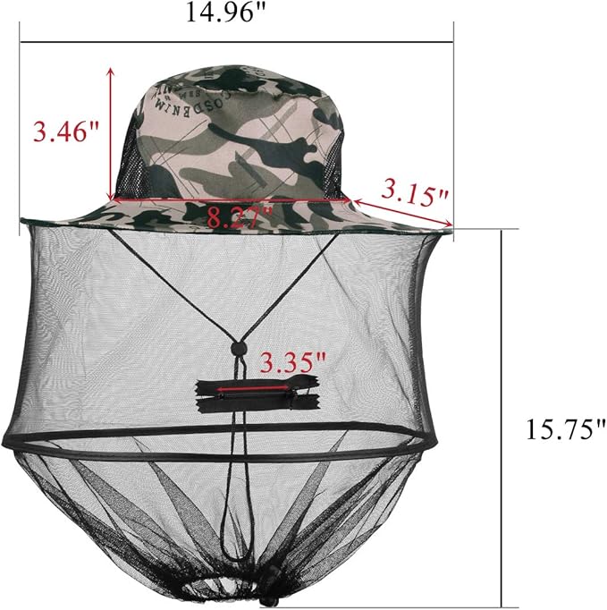 CozyCabin Mosquito Head Net Hat with Removable Mesh Hidden Netting, Design for Outdoor Fishing Gardening