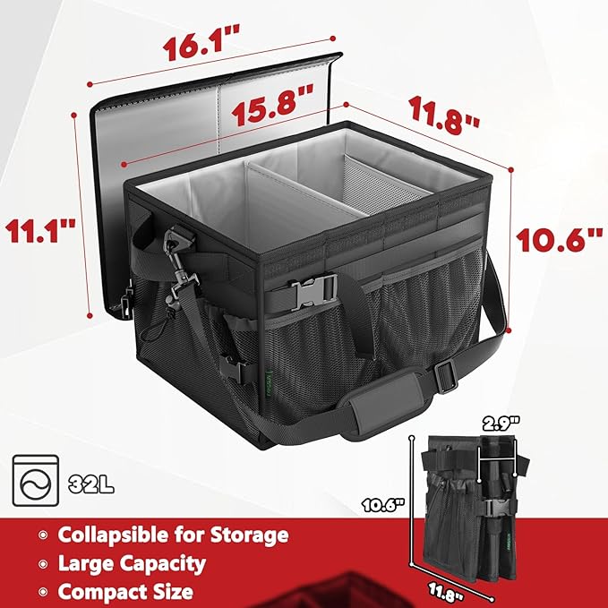 FANGSUN Grill Caddy, BBQ Caddy with Lid & Paper Towel Holder, Picnic Griddle Caddy for Outdoor Camping, Barbecue Accessories Organizer for Utensil Grilling Tool, Must Haves for Camper, Tailgate, RV