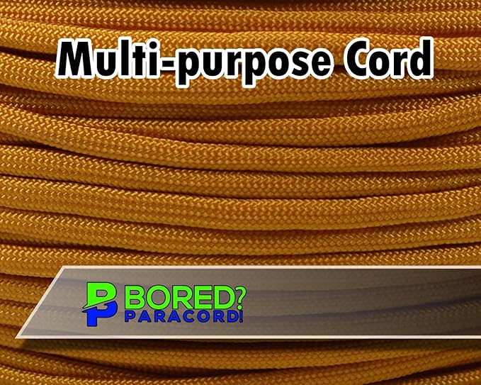 BORED? PARACORD! 550 lb Paracord - Ideal for Crafting, Camping, DIY Projects, Active & Military Outdoors - Strong Survival Rope - Tactical Parachute Cord Type III - Goldenrod 1000 Feet