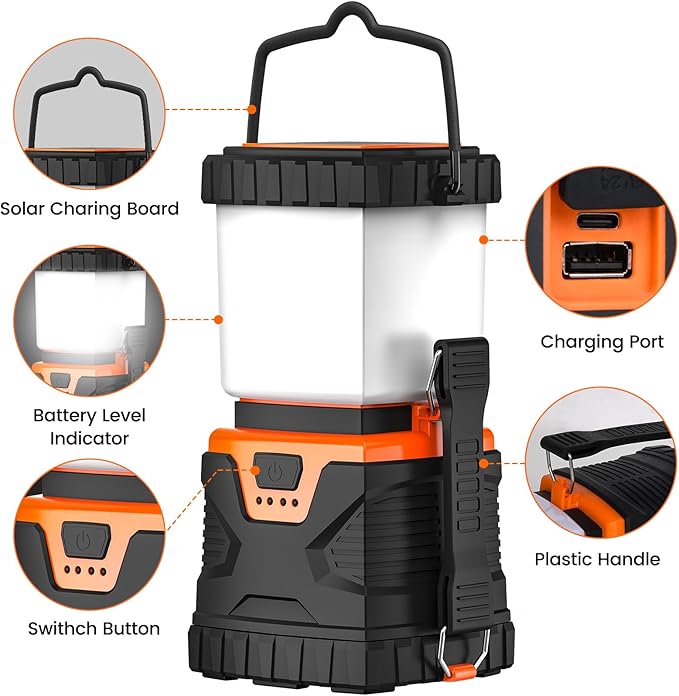 LED Camping Lantern Rechargeable,1000LM, Easy to Carry with 5 Ligth Modes, IP44 Waterproof Battery Powered Perfect for Power Outages for Power Outages, Hiking, Campsites, Emergencies(2Pack)