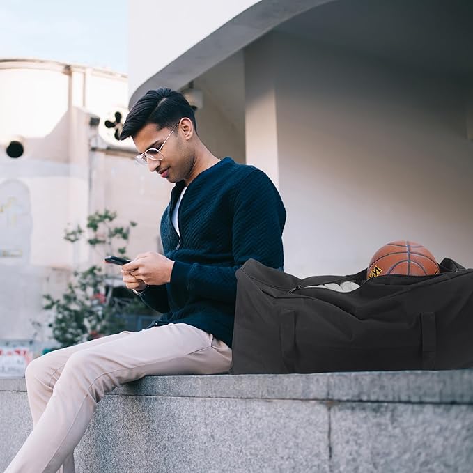 COOLBEBE 32" Sports Duffle Bag - 73L Large Travel Duffel Luggage Bag with Upgrade 2-way Lockable Zippers, Sturdy & Water Resistant, Black