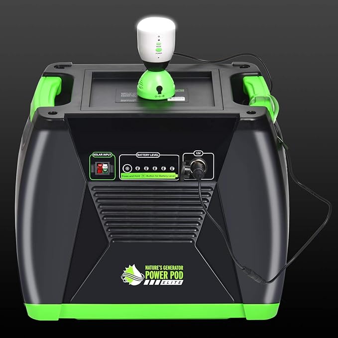 Nature's Generator Power Pod Elite-AGM Sealed Lead Acid in 100Ah with 12V DC Port and 35in Expansion Cable to Extend Nature's Generator Elite's Using Time HKNGPDEL