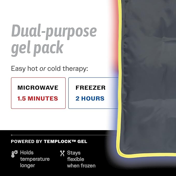 Hot & Cold Reusable Gel Packs (Medium, 1 Pack) Flexible Soft Compress - Ice & Heat Therapy for Injuries, Back, Shoulder, Hip, Knee, Joint Pain, Swelling, Bruises, Post Surgery - Sport Temp