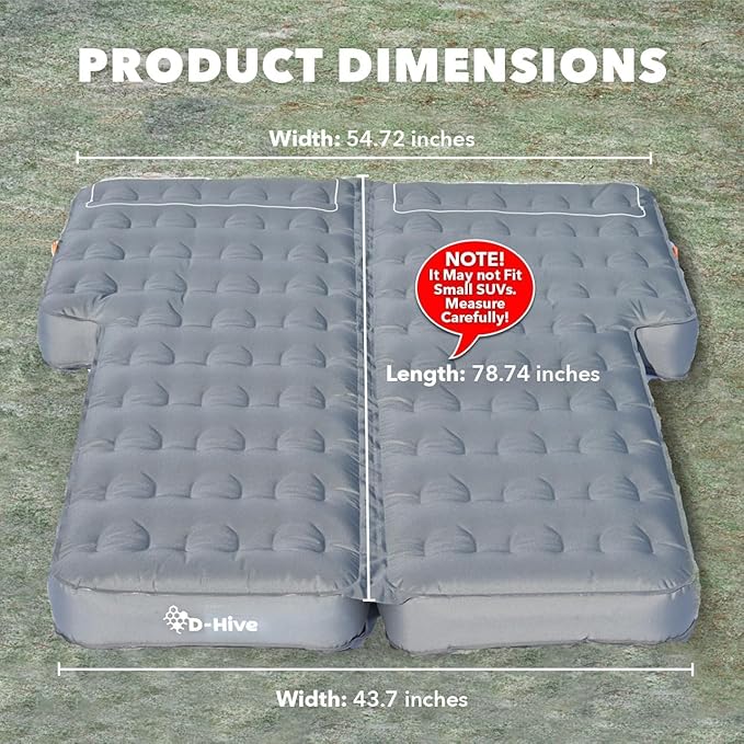 D-Hive Unbeatable Durability SUV Air Mattress for Car Camping, Durable Extra Thick 300D Oxford Fabric, Quick Easy Set-Up w/Electric Pump, Bed Mattress, Mattress for SUV, Car Air Mattress