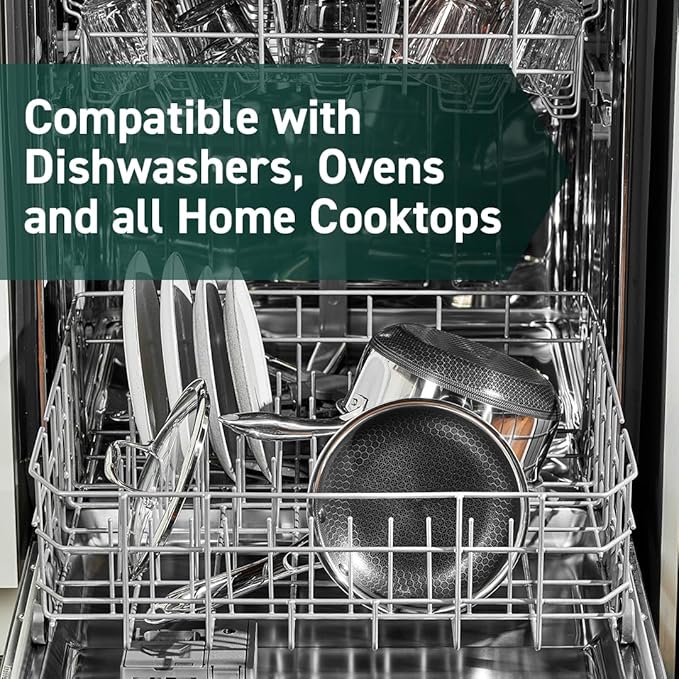 HexClad Hybrid Nonstick 7-Inch Frying Pan with Tempered Glass Lid, Stay-Cool Handle, Dishwasher-Friendly, Oven-Safe Up to 900°F, Induction Ready, Compatible with All Cooktops