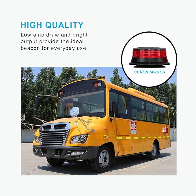 Agrieyes Red Beacon Light 4.2Inch, 7 Flashing Modes Safety Warning Lights Magnetic, LED Emergency Strobe Lights for Vehicles, Caution Hazard Lights for Truck Tractor Golf Carts Snow Plow Postal Cars