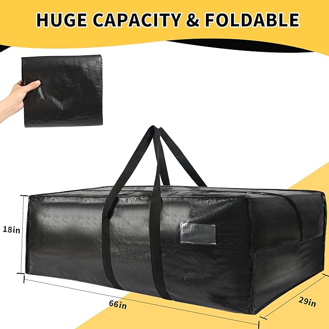 Heavy Duty Extra Large Moving Bags,149 Gallon Jumbo Packing Bags,Huge Moving Storage Bags with Strong Zippers & Carrying Handles,Reusable Big Moving Storage Bags for College Dorm Travel 2Pack