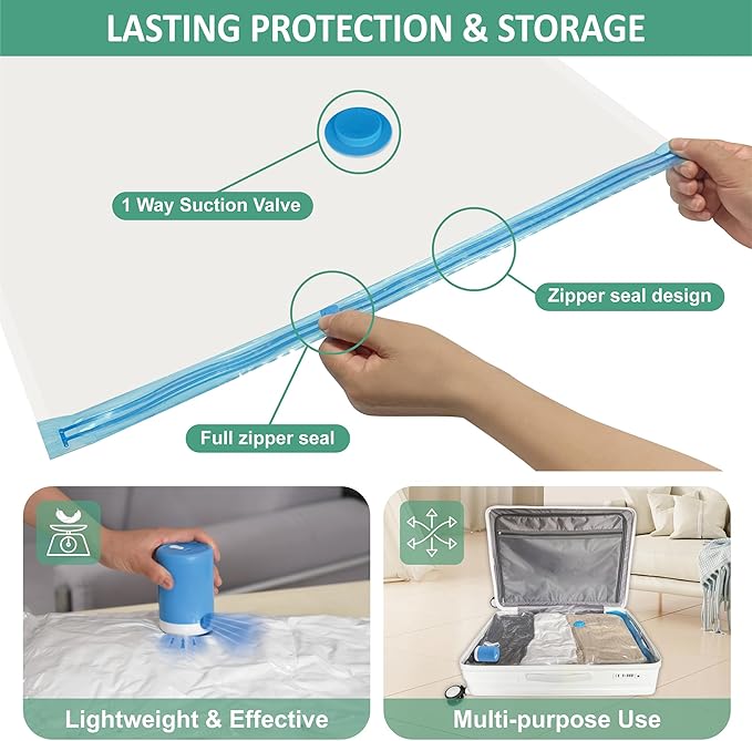 Cozy Essential 35 Pack Vacuum Storage Bags with Electric Pump, Vacuum Seal Space Saver Bags for Clothing, Pillows, Blanket, Bedding, Comforters