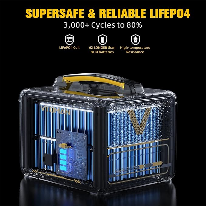 VTOMAN Jump 600X Extra Battery 640Wh for Jump 600X Portable Power Station, LiFePO4 (LFP) Backup Expansion Battery with BMS Protection