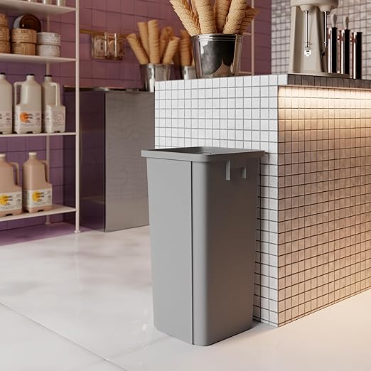23 Gallon Gray Square Commercial Trash Garbage Can | Outdoor Office Restaurant School Kitchen