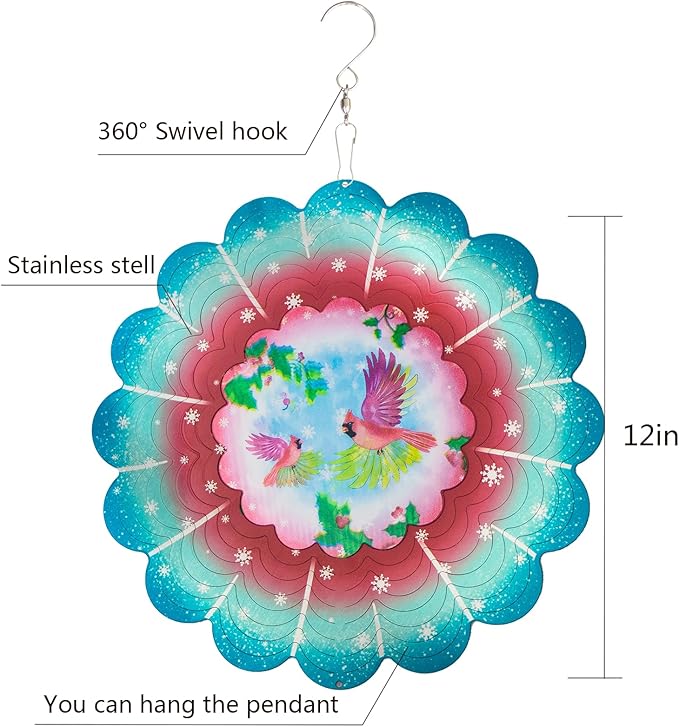 Cardinala Metal Wind Spinners - Cardinala Gifts for Women Mom Grandma Wife, Hanging Animations Wind Spinner for Outdoor & Indoor Decorations, 12 inch for Ornament Gifts