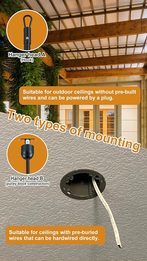 3 Blades Wood Outdoor Ceiling Fan with Light for Patios, Farmhouse Rustic Ceiling Fans with Lights, 42" Plug-in Wet Rated Outdoor Gazebo Fan for Exterior House Porch Patio, Waterproof,F245