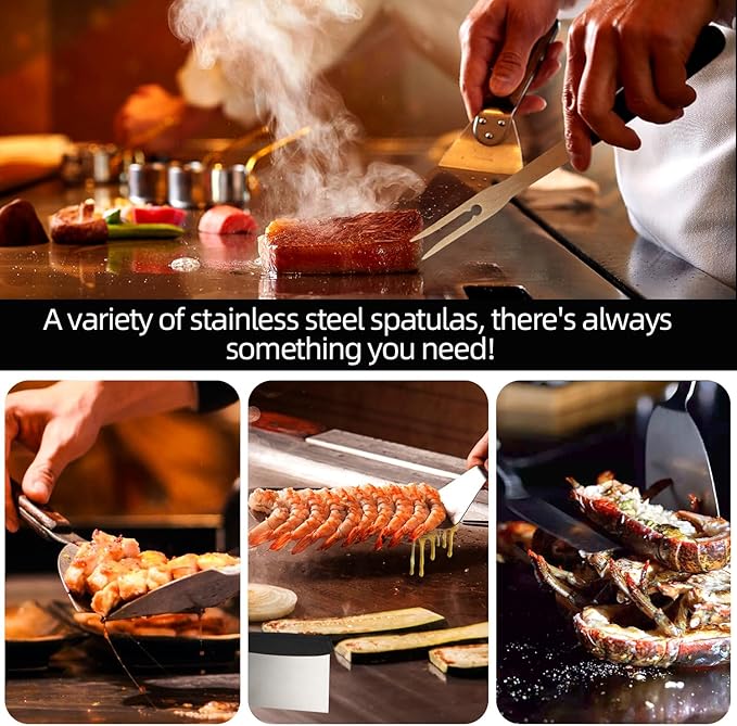 40PCS Griddle Accessories Kit, Flat Top Grill Accessories Set for Camp Chef, Griddle Spatula Set with Burger Press, Scraper, Tongs and Carry Bag for Outdoor BBQ