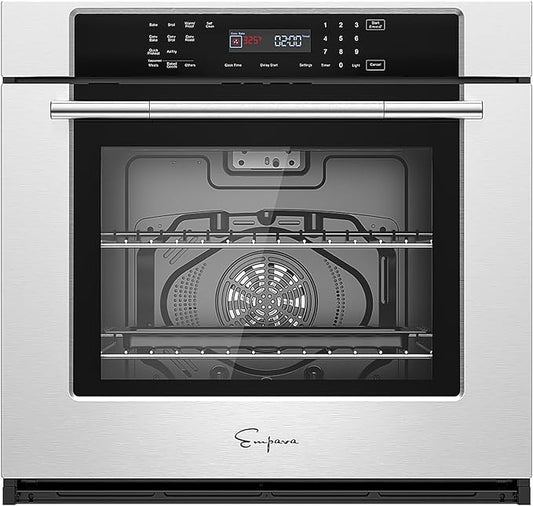 Empava 30" Electric Single Wall Built Oven 10 Cooking Functions with LED Digital Display Convection Fan Touch Control in Stainless Steel EMPV-30WO04, 30IN, Grey