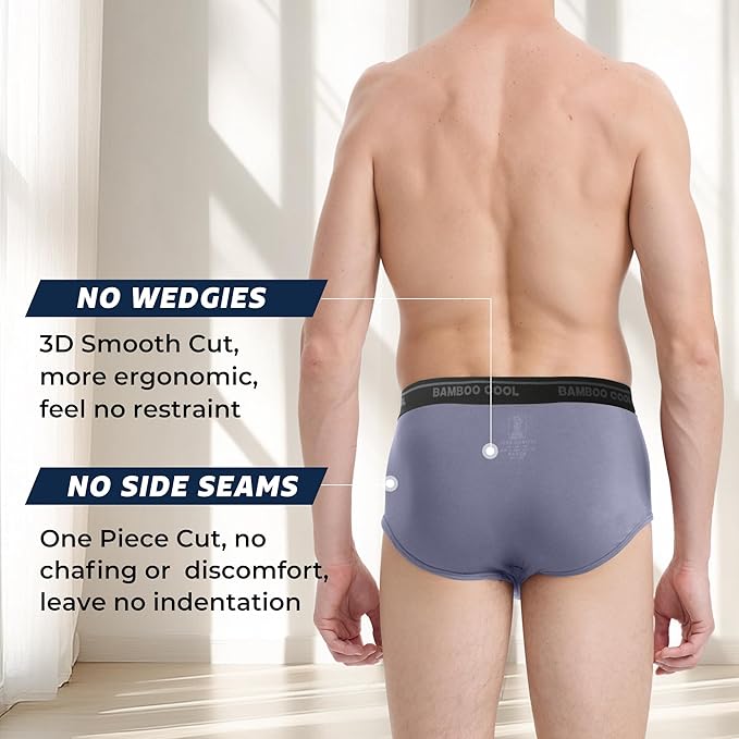 BAMBOO COOL Mens Breathable Soft Underwear Open-fly Classic Briefs, Tag-free