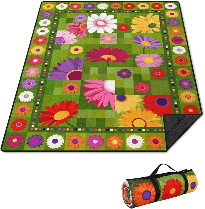 Extra Large Picnic Outdoor Blanket 60''x80'' Waterproof and Sandproof Picnic Mat for Beach Foldable Camping Accessories for Grass Lawn Park