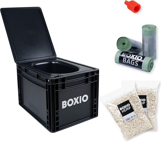 BOXIO Toilet - Portable Toilet, Camping Toilet, composting Toilet for car Camping, Boat or Camping. Mini Camping Toilet: 14,7" x 11,8" x 11,0" Made in Germany.