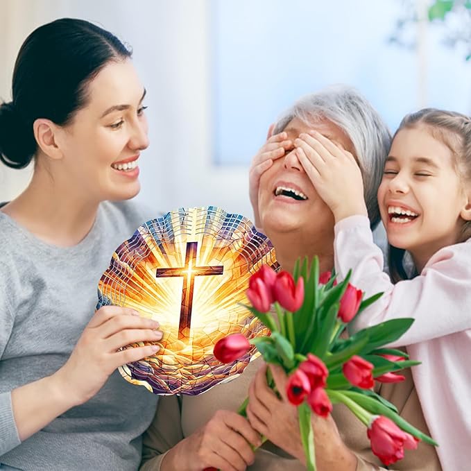 Cross Wind Spinner, Cross Wind Spinner Hanging for Yard and Garden, Unique Gift Wind Spinner, 3D Hanging Wind Spinner Outdoor, Cute Religious Cross Wind Spinner