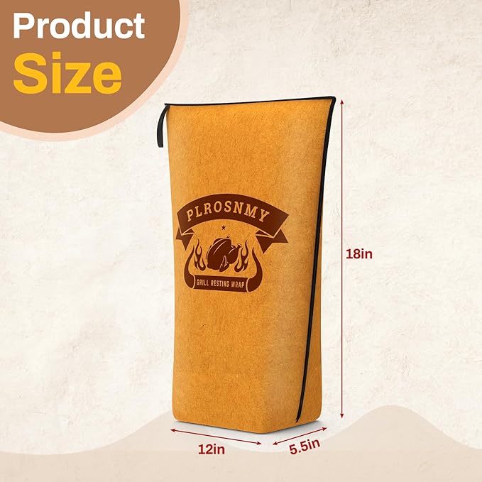 BBQ Blanket for Resting Meat, 18 Inch Smoker Meat Resting Blanket for Brisket, Beef, Turkey, Wide Mouth Meat Insulated Resting Bag for Smoking, Grilling, Camping