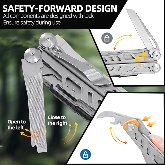 HANSHI Multitool Pliers, 22-in-1 YG10 Tungsten Steel Multi Tool with Scissors,Replaceable Wire Cutters, Flint, Window Breaker, Back Clip,Ideal for Camping, Survival and Gift (Sliver)