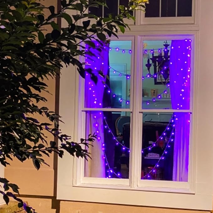 Cute Flower String Lights, USB & Battery Lighted Decorative Fairy Cherry Blossom Indoor Bedroom Tree Branches Hanging, Novelty Floral Lamp for Christmas Easter Wedding Party Birthday Decor (Purple)