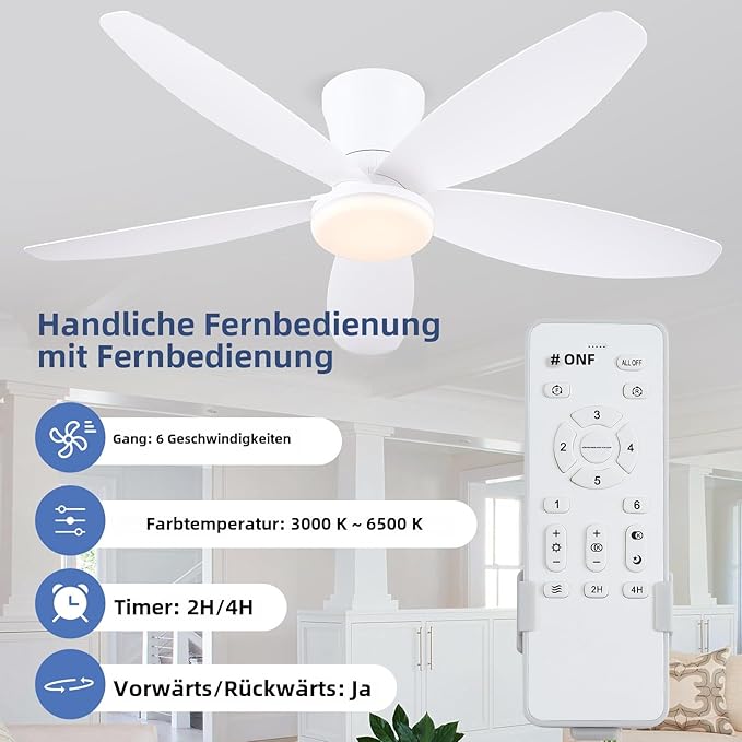 Ceiling Fans with Lights-36 Low Profile Ceiling Fan with Light and Remote/APP Control,Flush Mount,DC Reversible,LED Dimmable Modern Ceiling Fans for Bedroom,Indoor/Outdoor Patio Use(White)